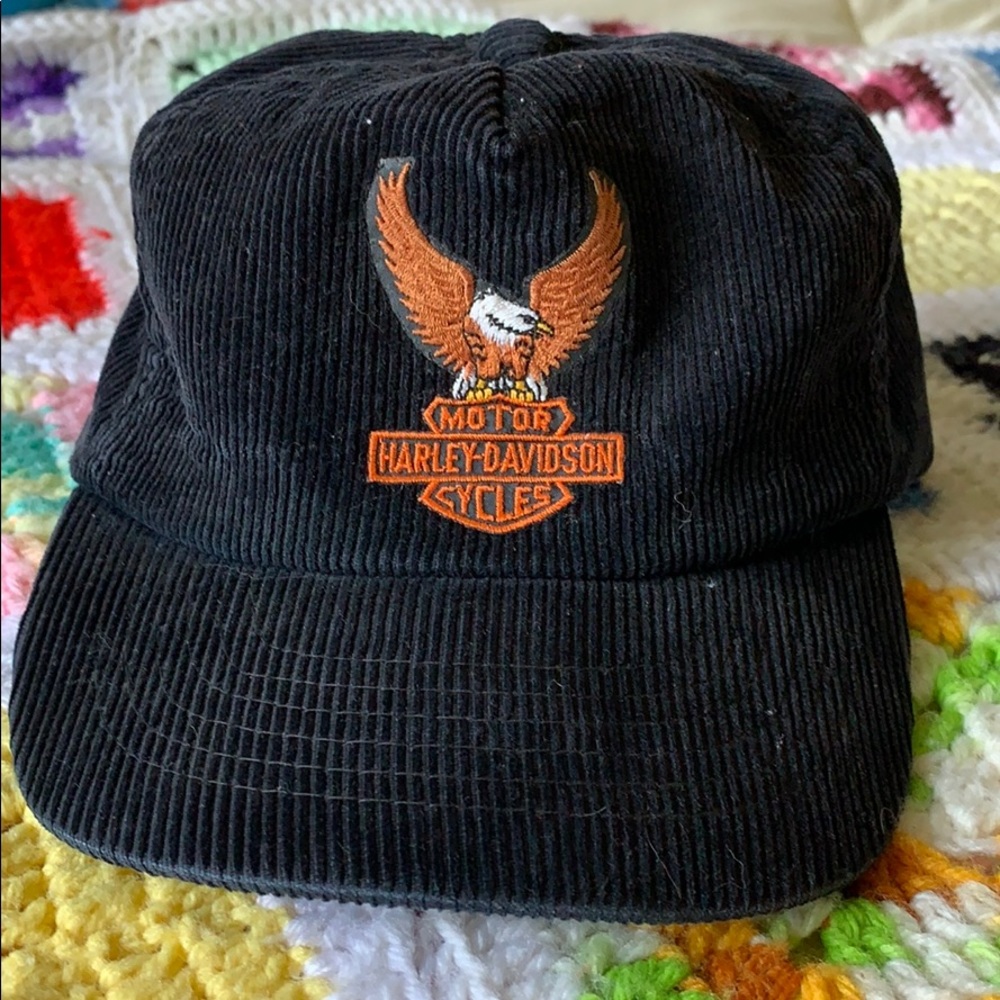Vintage corduroy Harley Davidson snap back